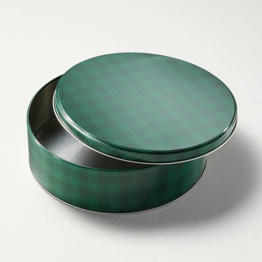 Hearth & Hand Traditional Gingham Christmas Gift Medium Tin